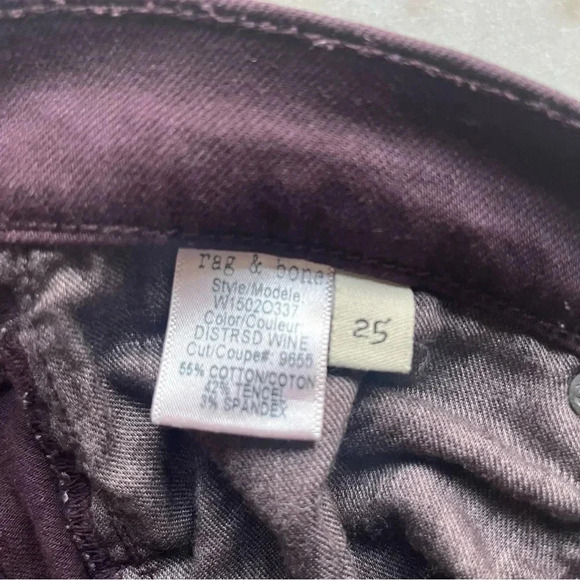 Rag & Bone The Skinny Jeans Style W1502O337 Stretch Denim Purple Size 25 - Picture 5 of 5